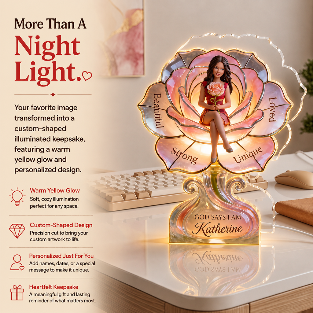 Personalized Middle-Aged Black Woman Self Love Acrylic LED Night Light