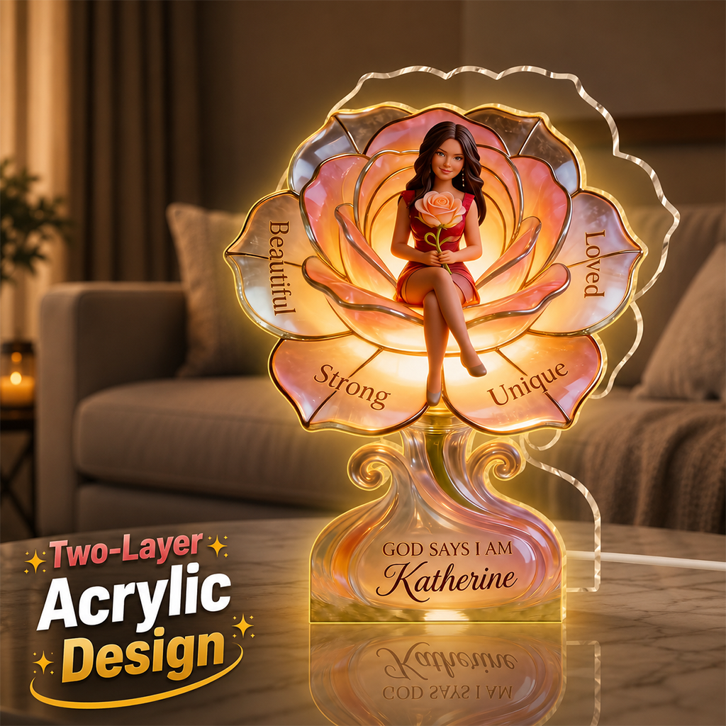 Personalized Black Woman Self Love Acrylic LED Night Light Gift For Her