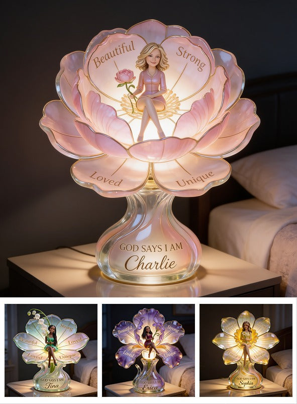 Personalized Middle-Aged Woman Self Love Acrylic LED Night Light, Wife Grandma Gift