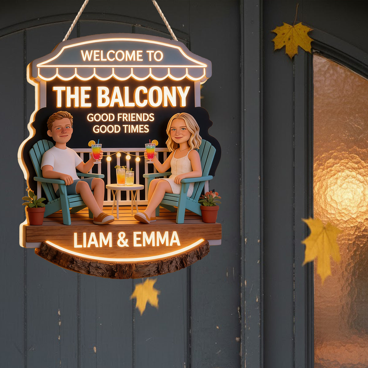 Personalized Latino Couple Patio Backyard LED Acrylic Sign Home Decor