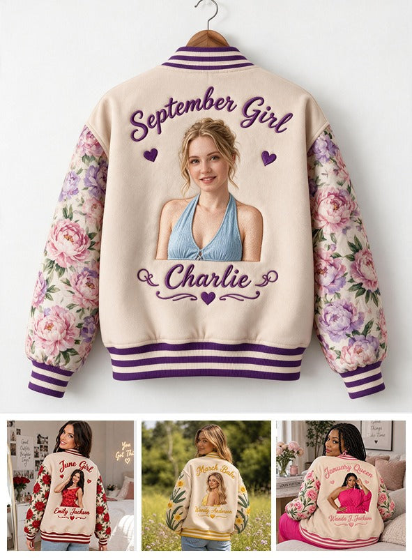 Personalized Woman Floral Varsity Jacket Gift for Wife Girlfriend Daughter