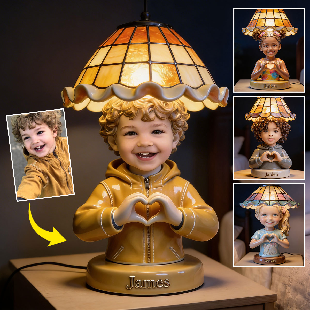 Personalized Little Girl Acrylic LED Night Light, Gift for Daughter Granddaughter Niece