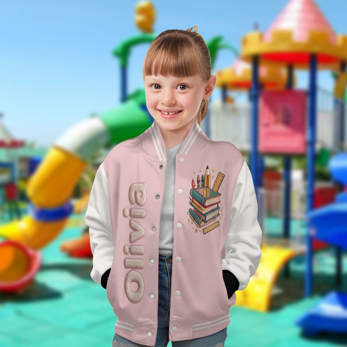 Personalized Latina Little Girl Varsity Jacket Custom Name Gift for Daughter Granddaughter Niece