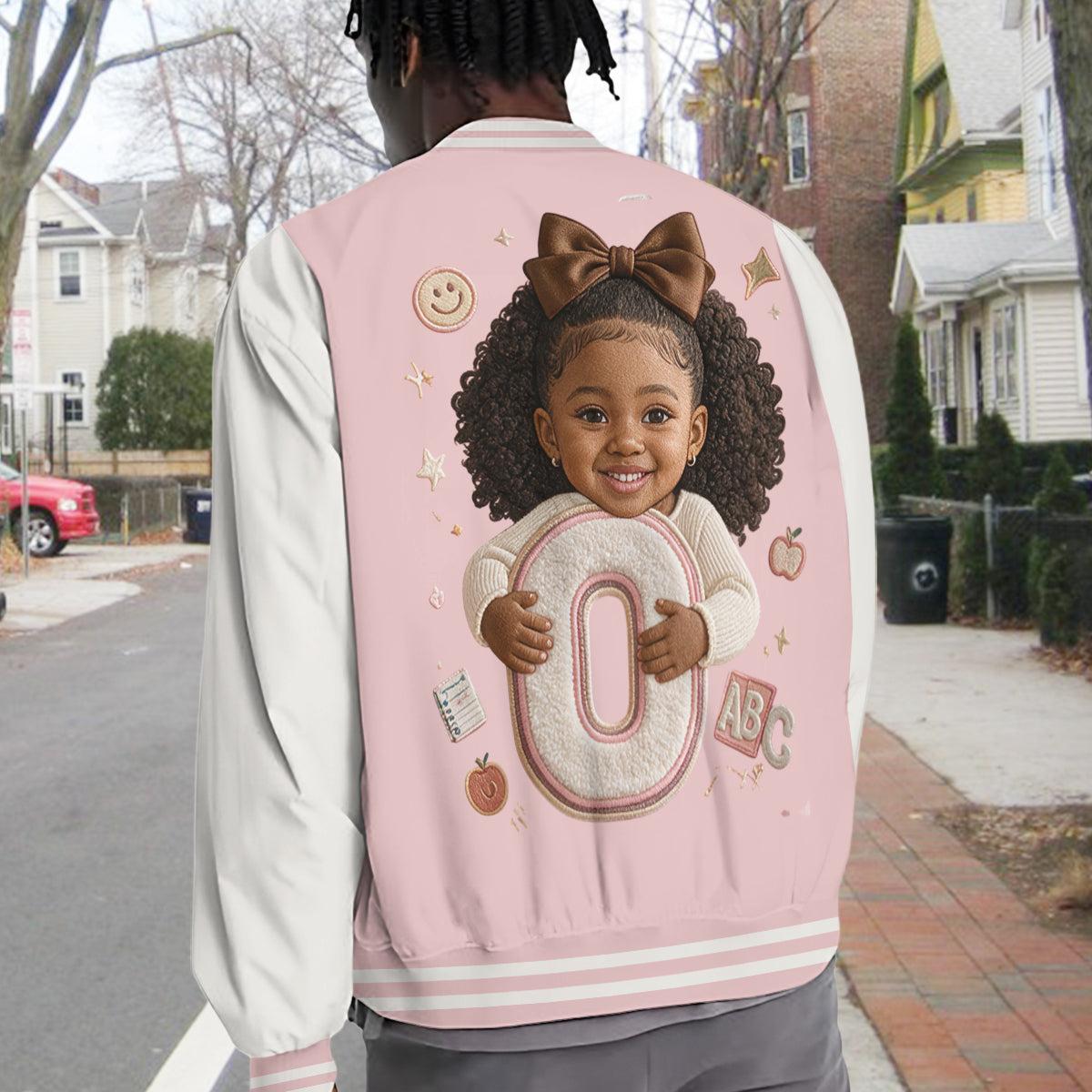 Personalized Little Girl Custom Alphabet Kid Varsity Jacket