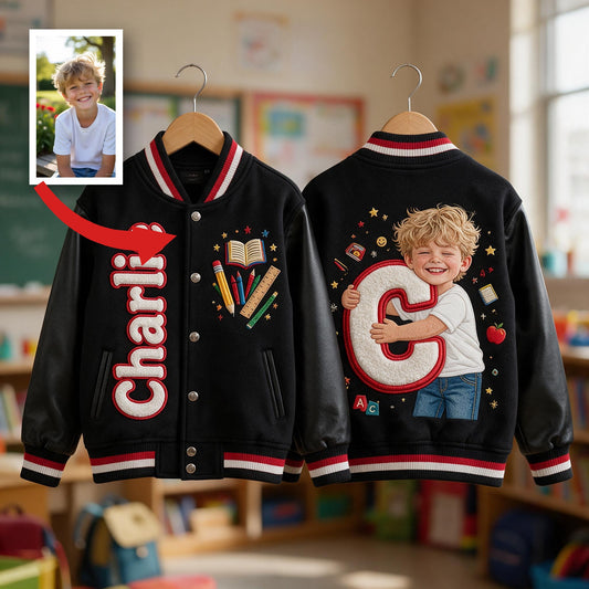 Personalized Little Boy Custom Kids Varsity Jacket, Gift for Son Grandson Nephew