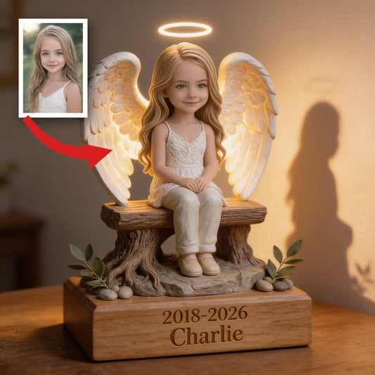 Personalized Memorial Little Girl Angel Acrylic LED Night Light 2018-2026