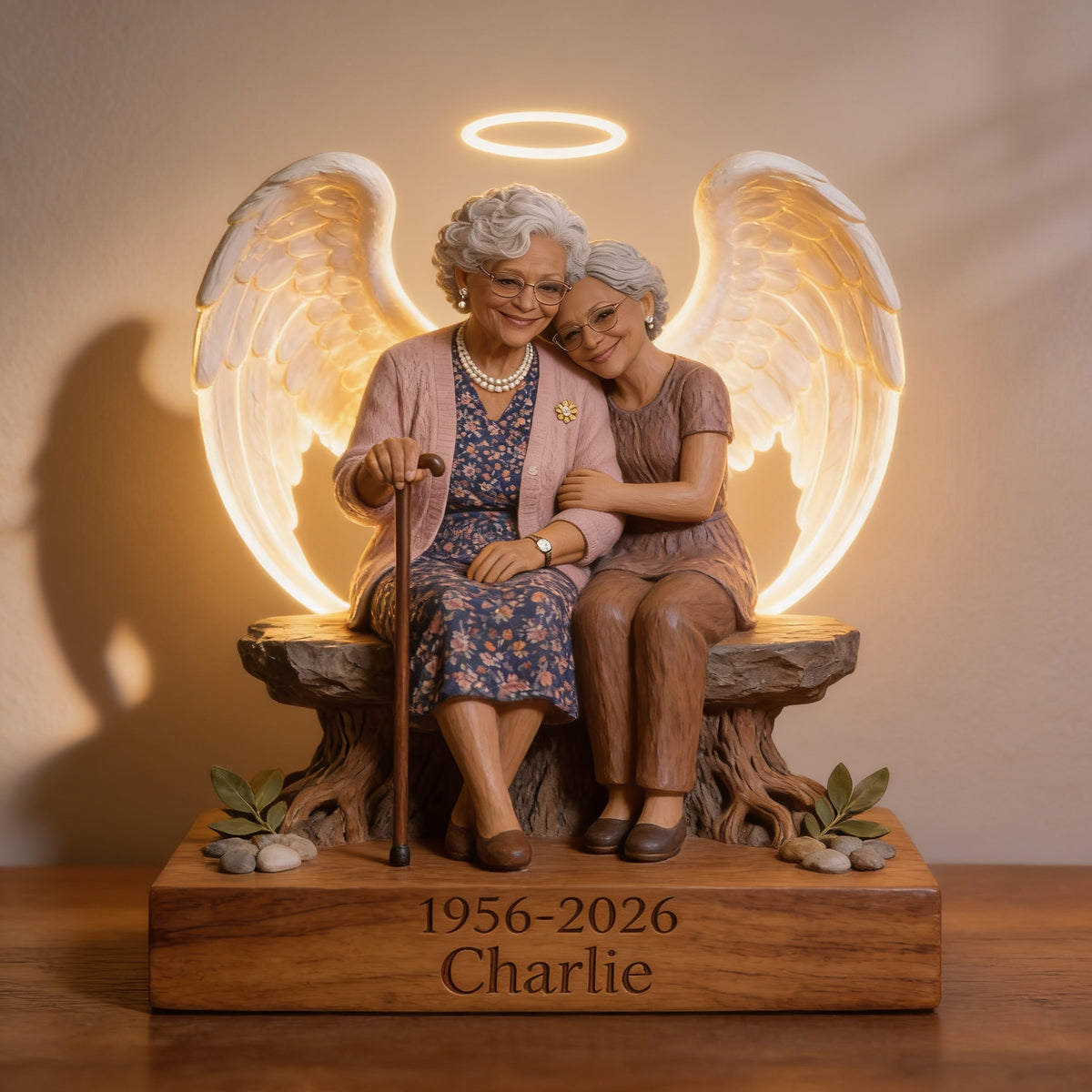 Personalized Memorial Older Black Woman Acrylic LED Night Light 1956-2026 Keepsake