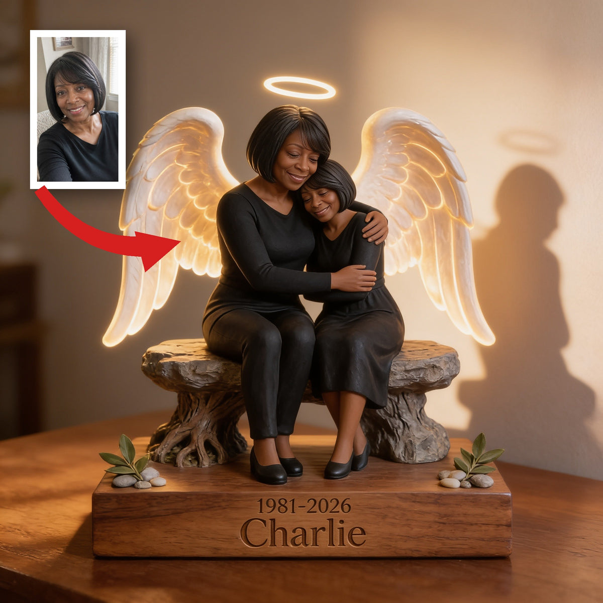 Personalized 1981-2026 Middle-Aged Black Woman Memorial Acrylic LED Night Light