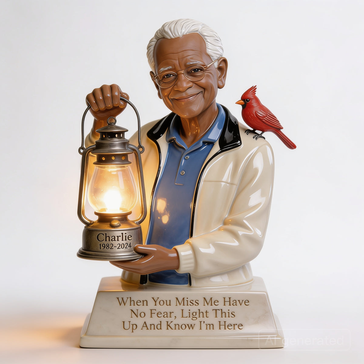 Personalized Older Black Man Grandfather Memorial Acrylic LED Night Light