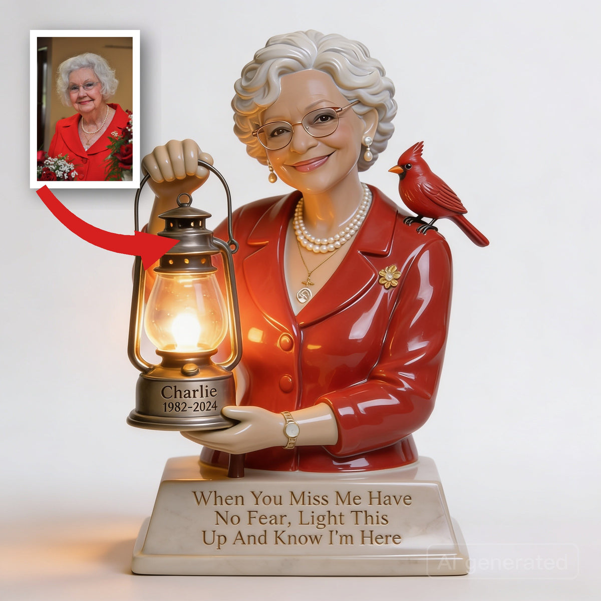 Personalized Older Woman Grandma Memorial Acrylic LED Night Light