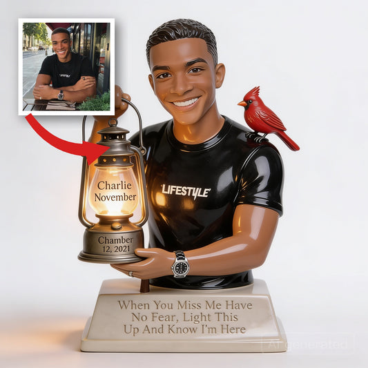 Personalized Black Man Memorial Acrylic LED Night Light