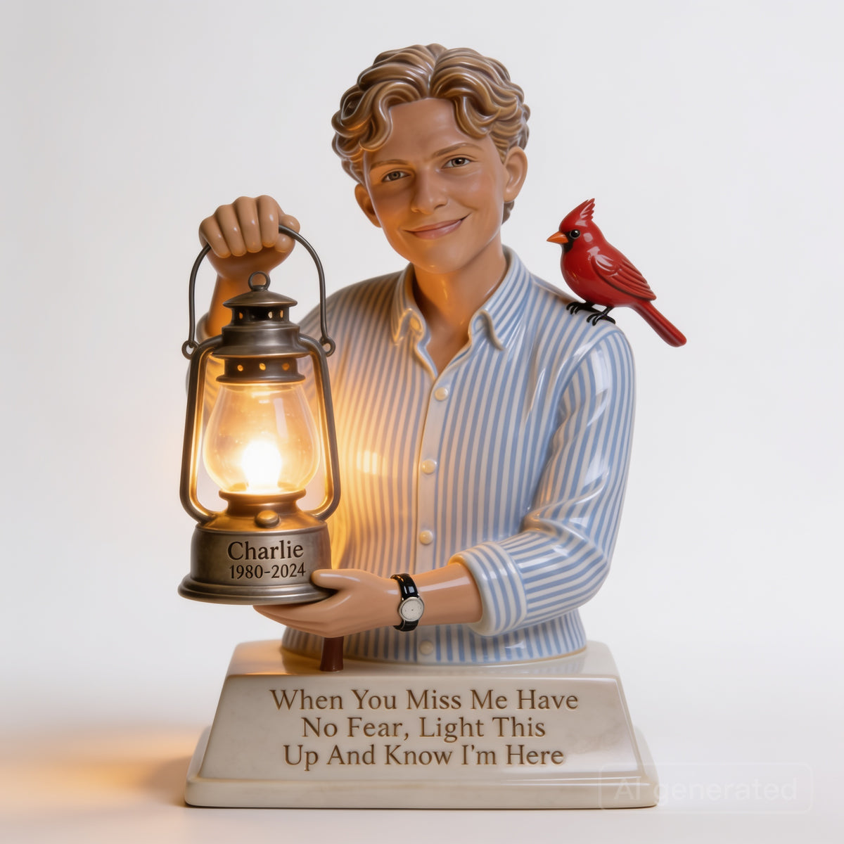 Personalized 1980-2024 Memorial Man Lantern Statue LED Night Light