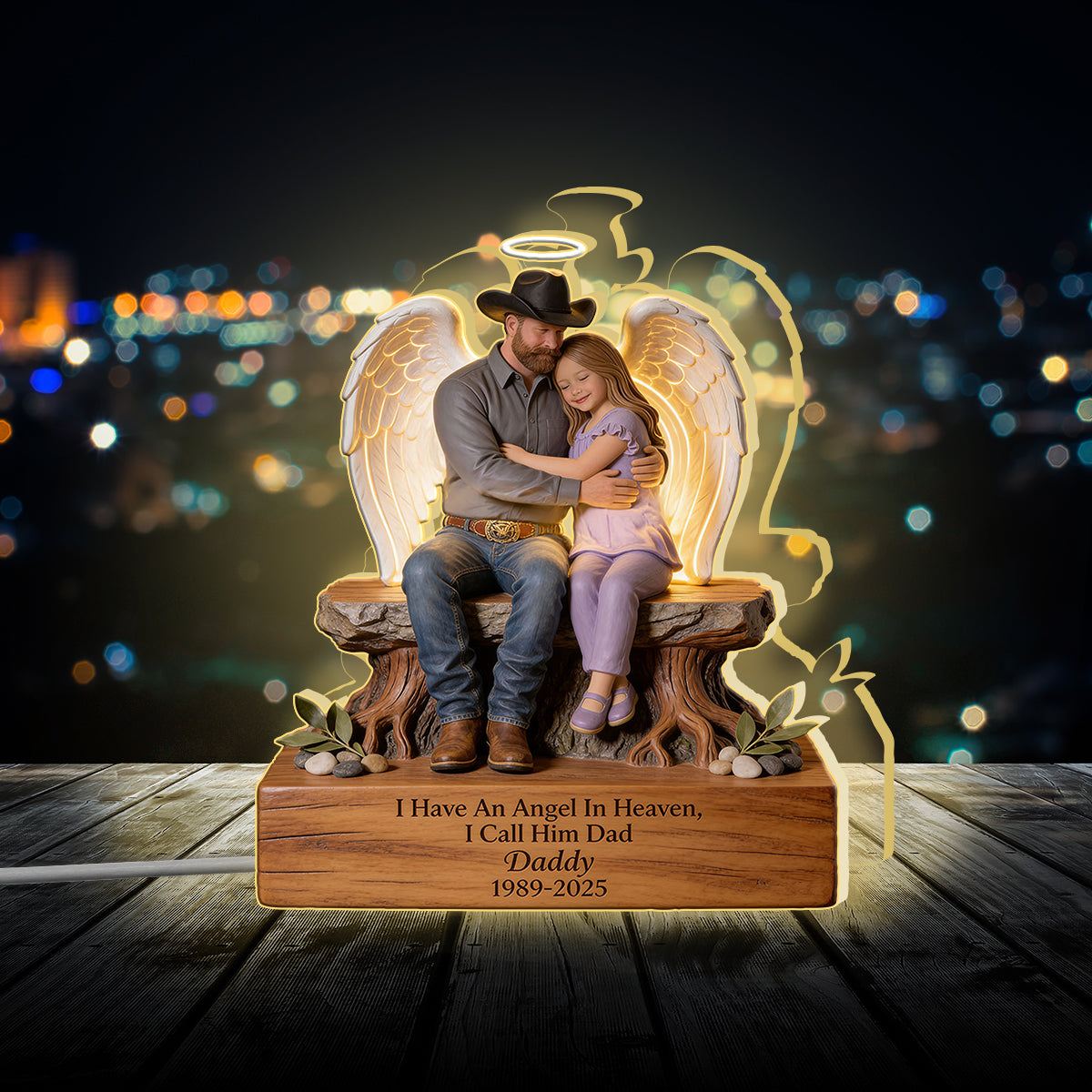 Personalized Memorial Latino Man 2001-2026 Acrylic LED Night Light