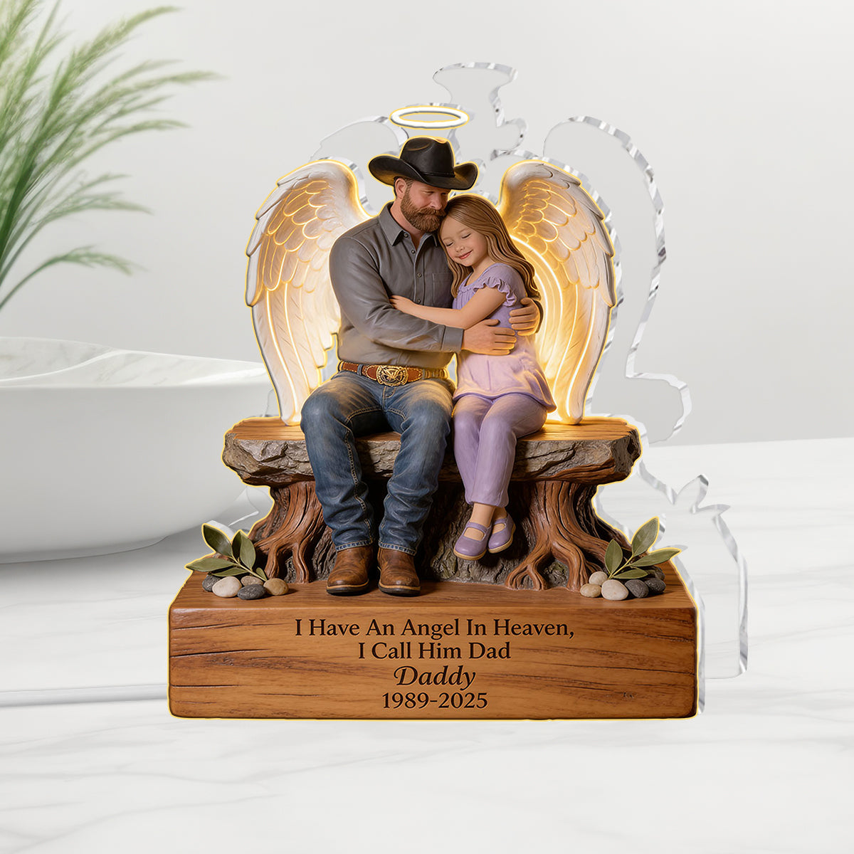 Personalized Memorial Latino Man 2001-2026 Acrylic LED Night Light