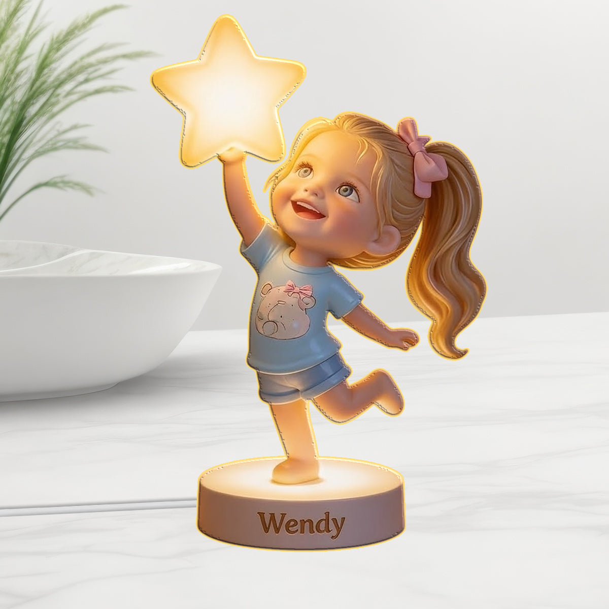 Personalized Black Little Boy Acrylic LED Night Light Son Grandson Nephew Gift