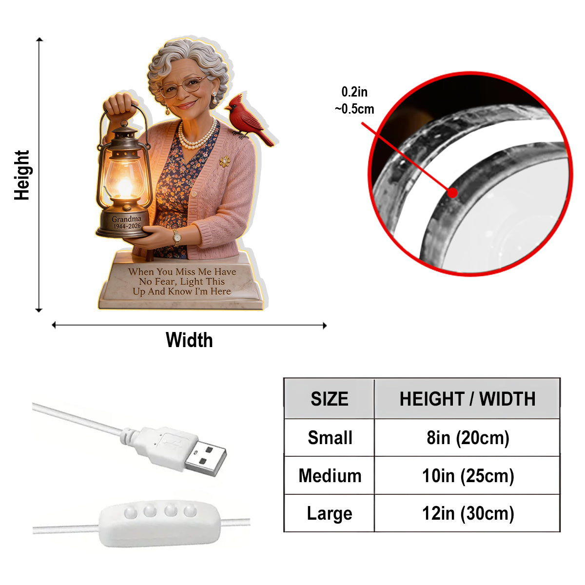 Personalized Latina Little Girl Memorial Acrylic LED Night Light Remembrance Gift