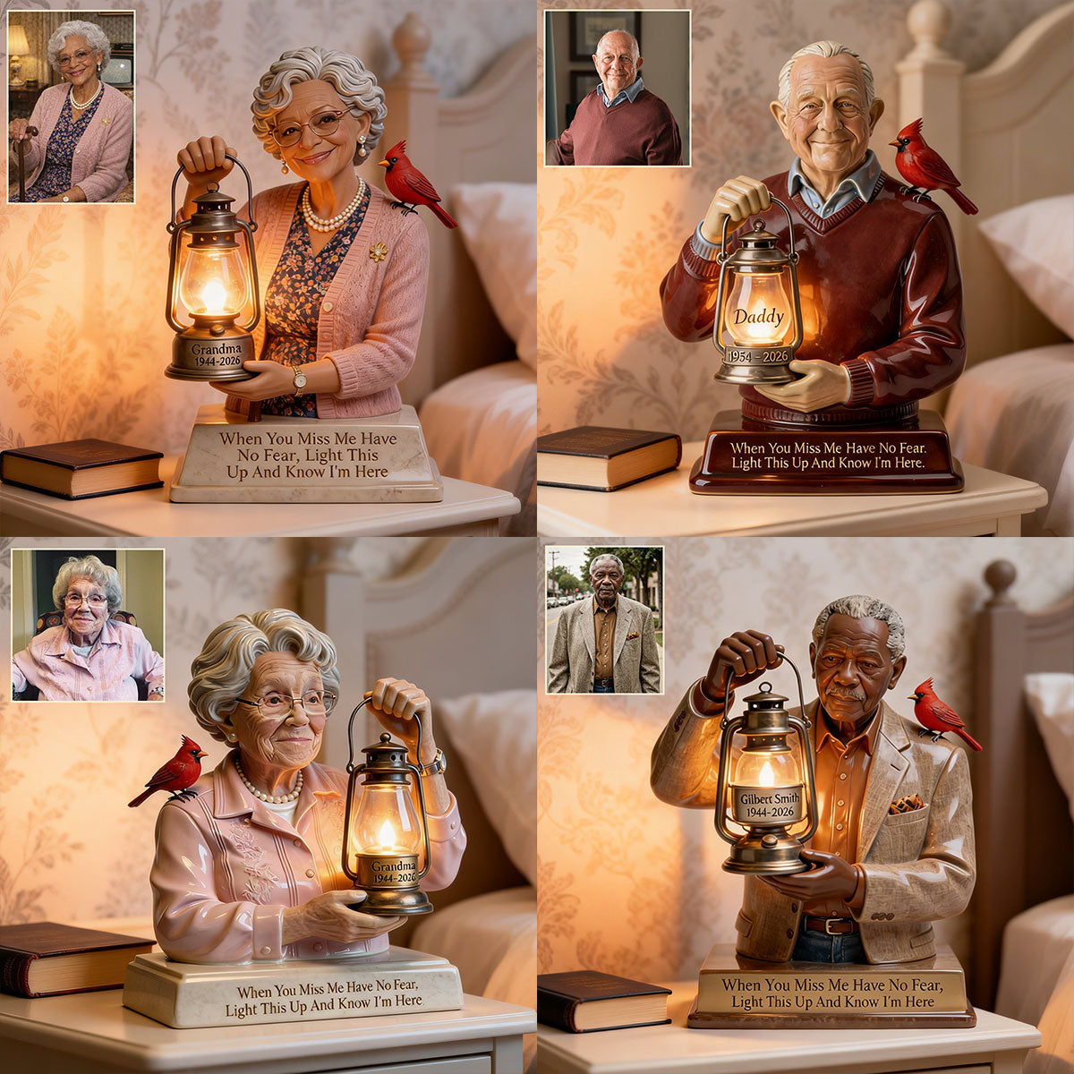 Personalized Older Latina Woman Grandma Memorial LED Night Light Statue