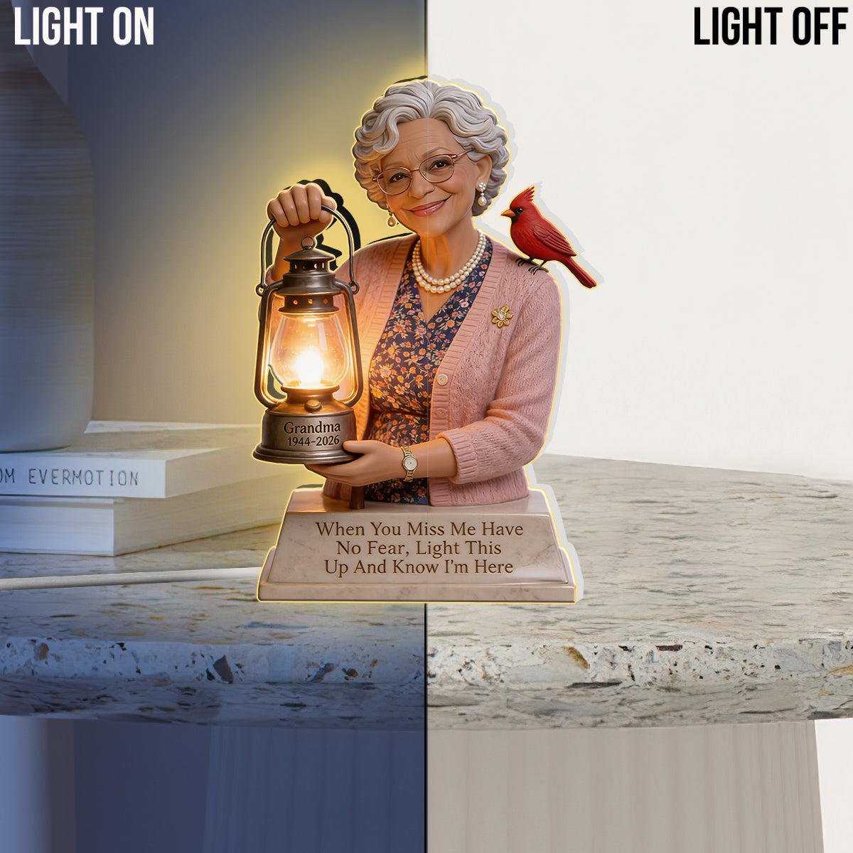Personalized Older Latina Woman Grandma Memorial LED Night Light Statue