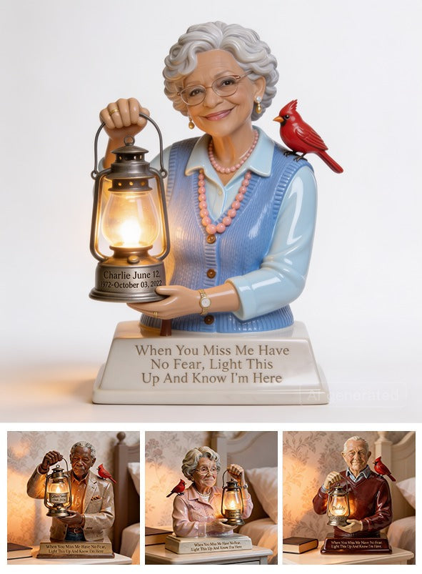 Personalized Older Latina Woman Grandma Memorial LED Night Light Statue