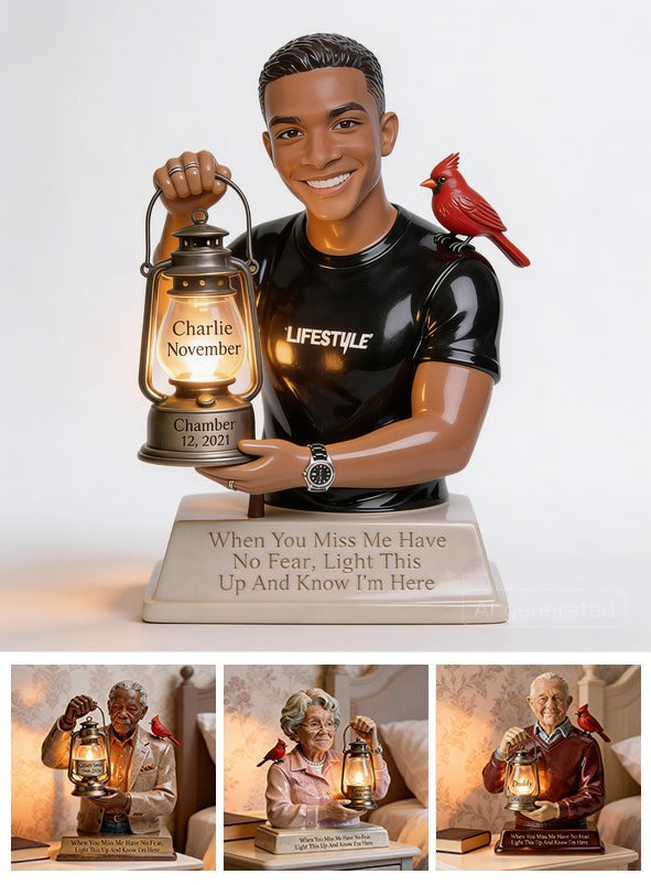Personalized Black Man Memorial Acrylic LED Night Light
