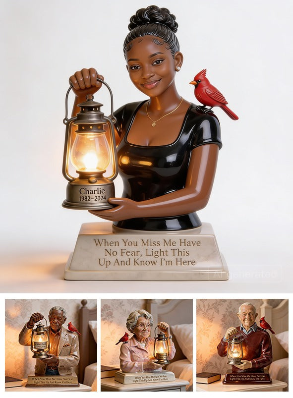 Personalized Black Woman Memorial Acrylic LED Night Light Lantern Statue