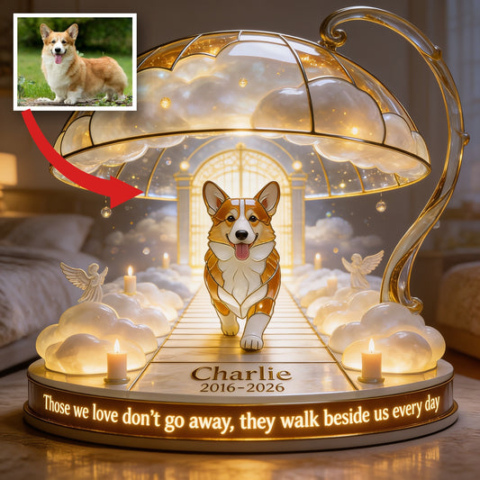 Personalized Adult Tan & White Pembroke Welsh Corgi Memorial Acrylic LED Night Light