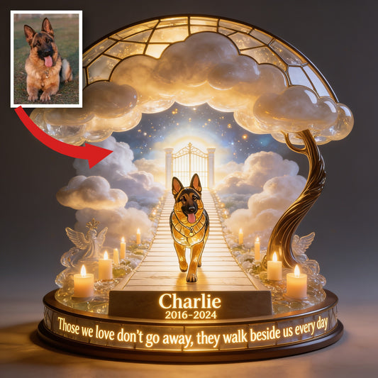 Personalized Memorial Black and Tan Adult German Shepherd Acrylic LED Night Light Dog Remembrance Gift
