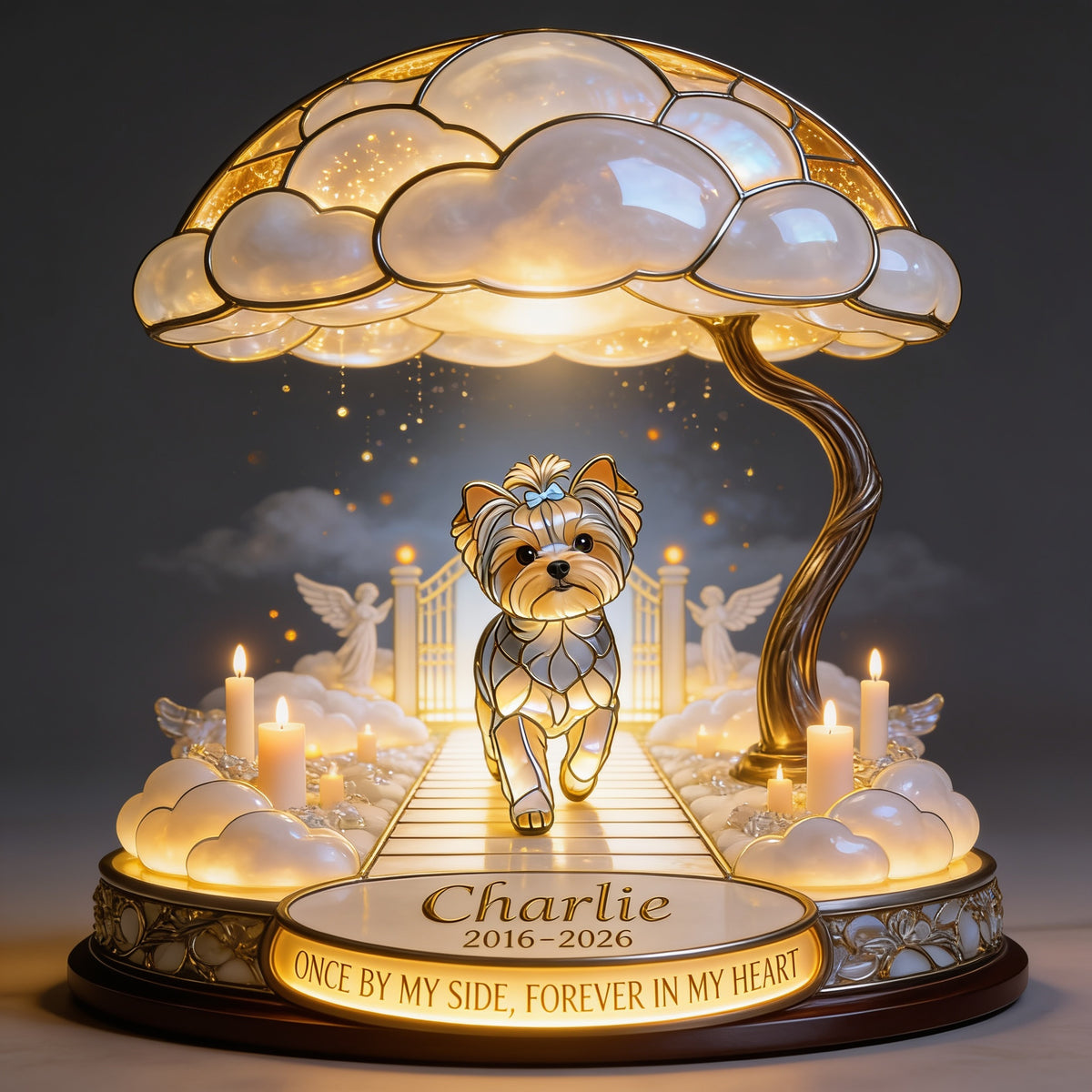 Personalized Yorkshire Terrier Memorial Acrylic LED Night Light Pet Loss Gift