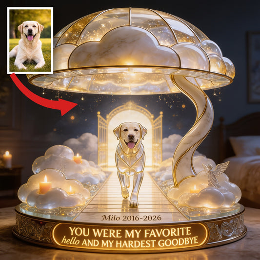 Custom Photo Yellow Labrador Retriever Memorial Acrylic LED Night Light Pet Loss Keepsake