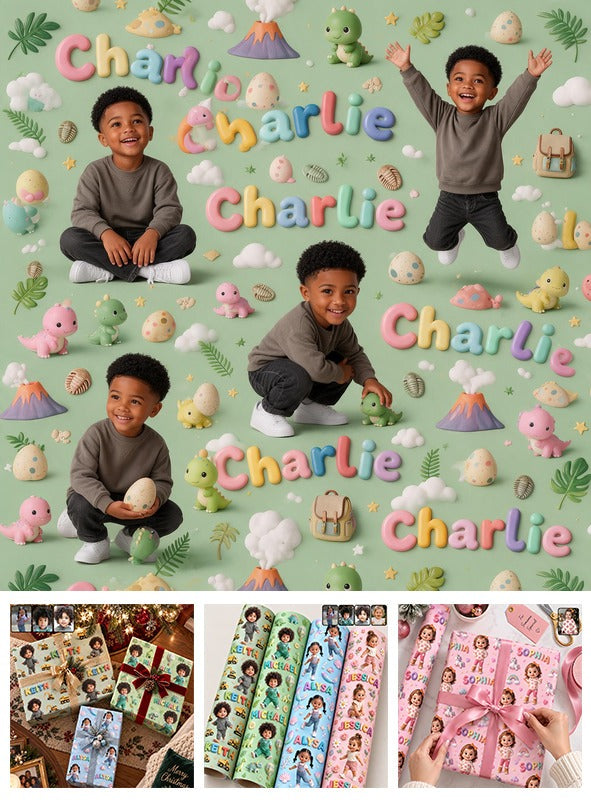Personalized Black Little Boy Wrapping Paper Gift for Son Grandson Nephew