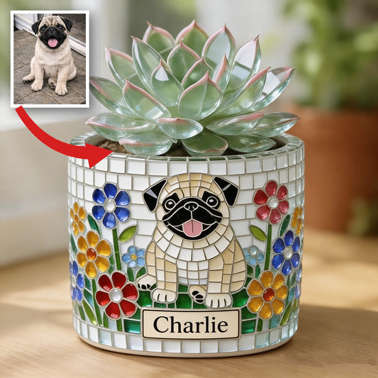 Personalized Fawn Black Mask Pug Ceramic Plant Pot Dog Lover Gift
