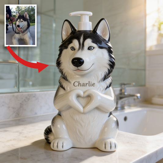 Personalized Siberian Husky Soap Dispenser Pet Lover Bathroom Gift