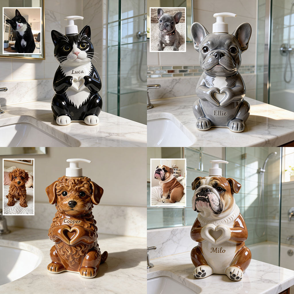 Personalized Fawn and White Chihuahua Puppy Soap Dispenser Bathroom Decor