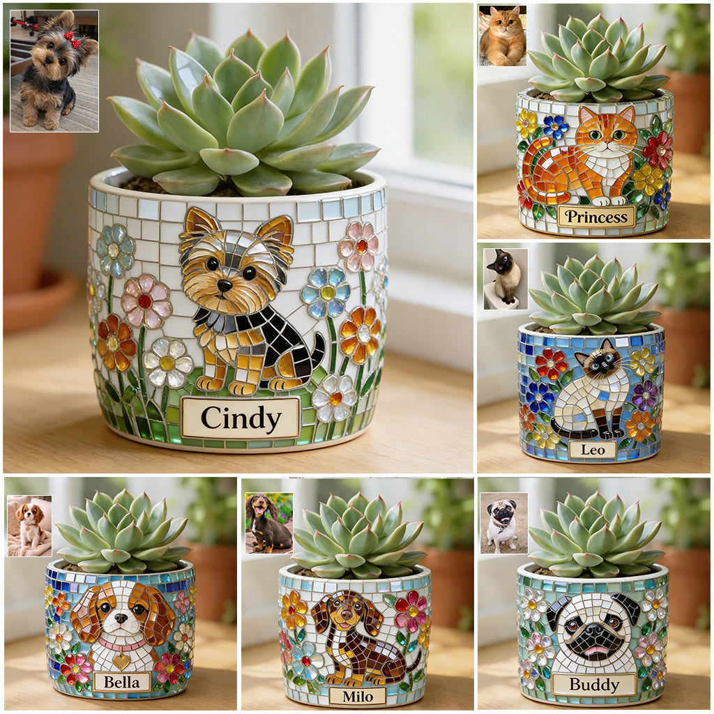 Personalized Fawn and White Chihuahua Puppy Ceramic Plant Pot