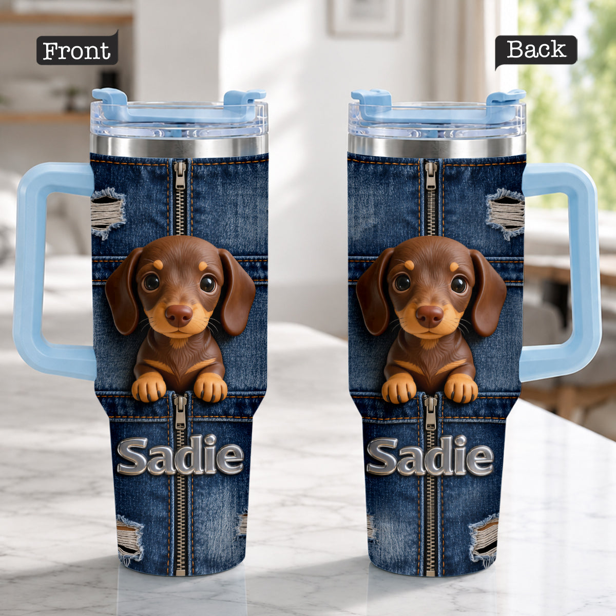 Personalized Tan & White Adult Shiba Inu Tumbler With Plush Charm Pet Lover Gift