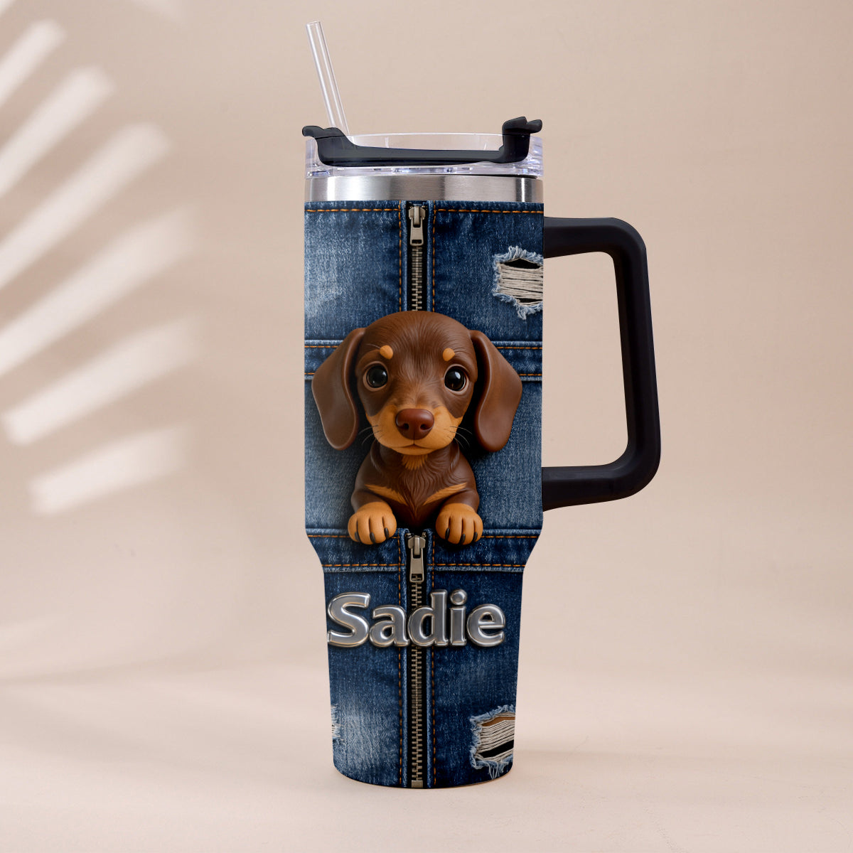 Personalized Border Collie Tuxedo Tumbler With Plush Charm Pet Gift
