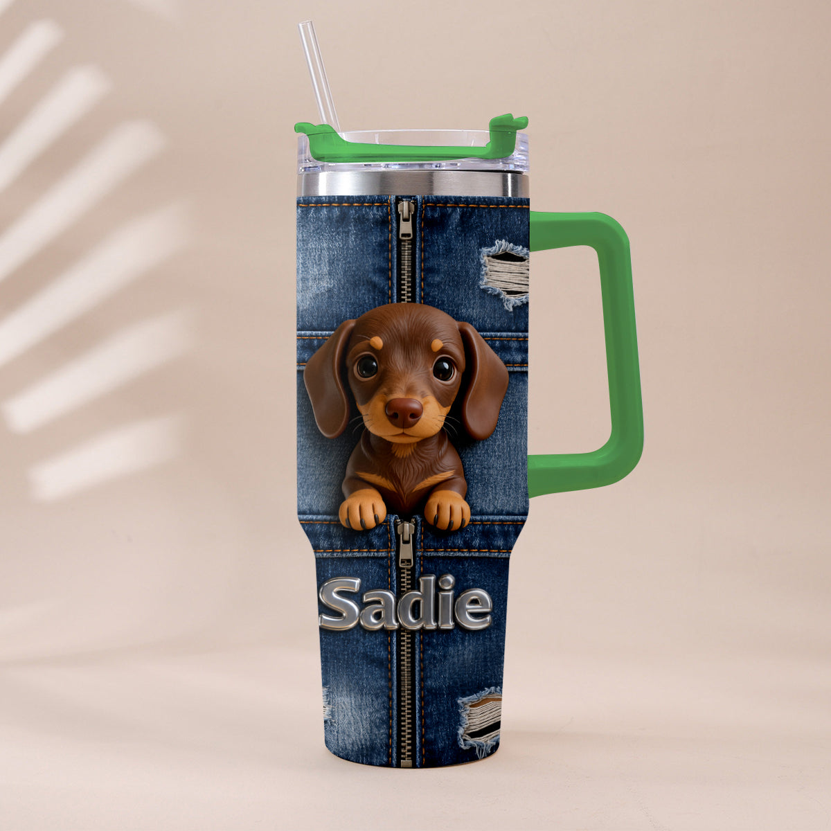 Personalized Dalmatian Tumbler with Plush Charm, Pet Owner Gift