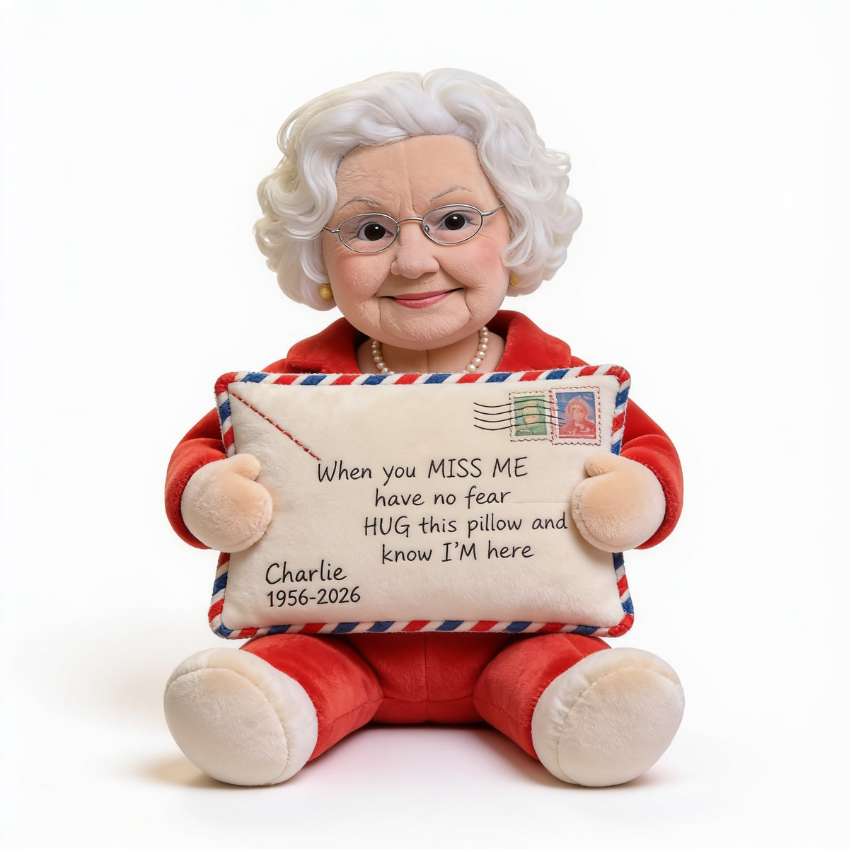 Personalized Older Woman Grandma Memorial Faux Fur Shaped Pillow