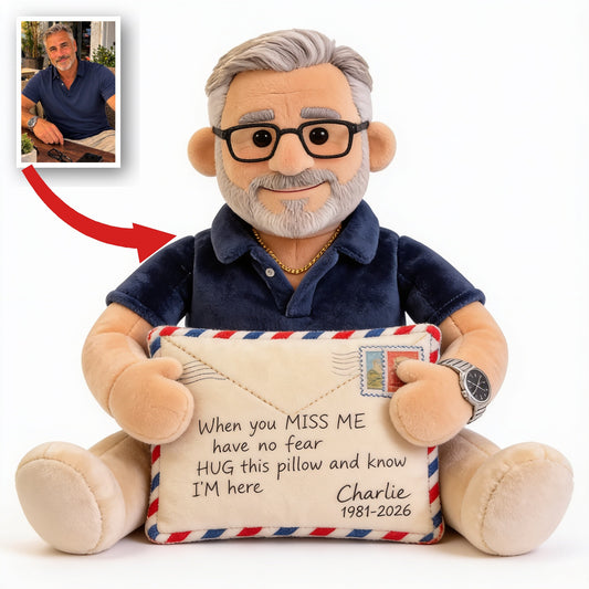 Personalized Middle-Aged Man Memorial Faux Fur Shaped Pillow for Dad Husband