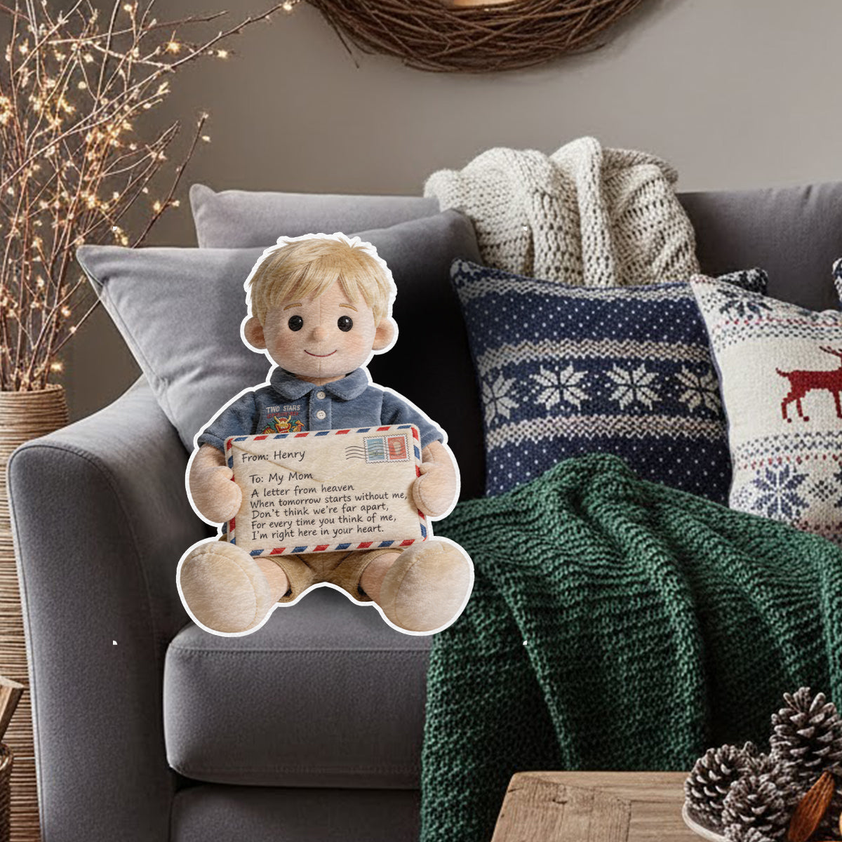 Personalized Latina Woman Memorial Faux Fur Shaped Pillow
