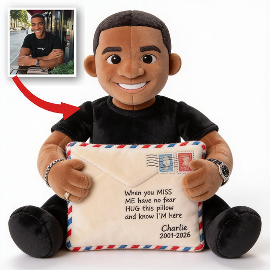 Personalized Black Man Memorial Faux Fur Shaped Pillow, Sympathy Keepsake