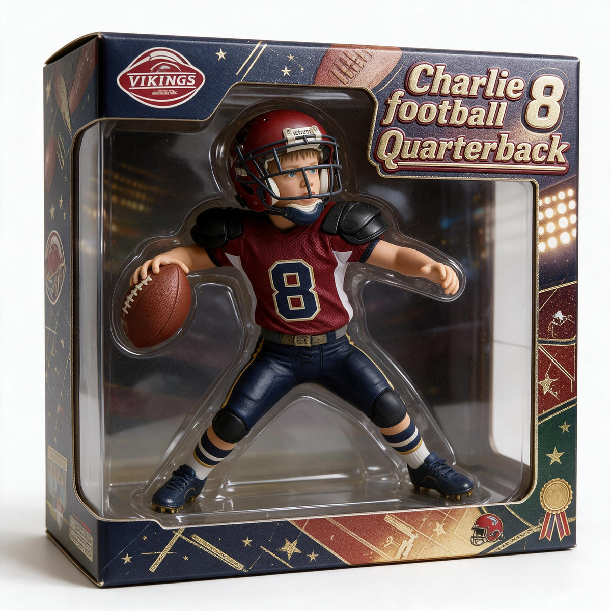 Personalized Youth American Football Player Acrylic Display Box Sports Keepsake
