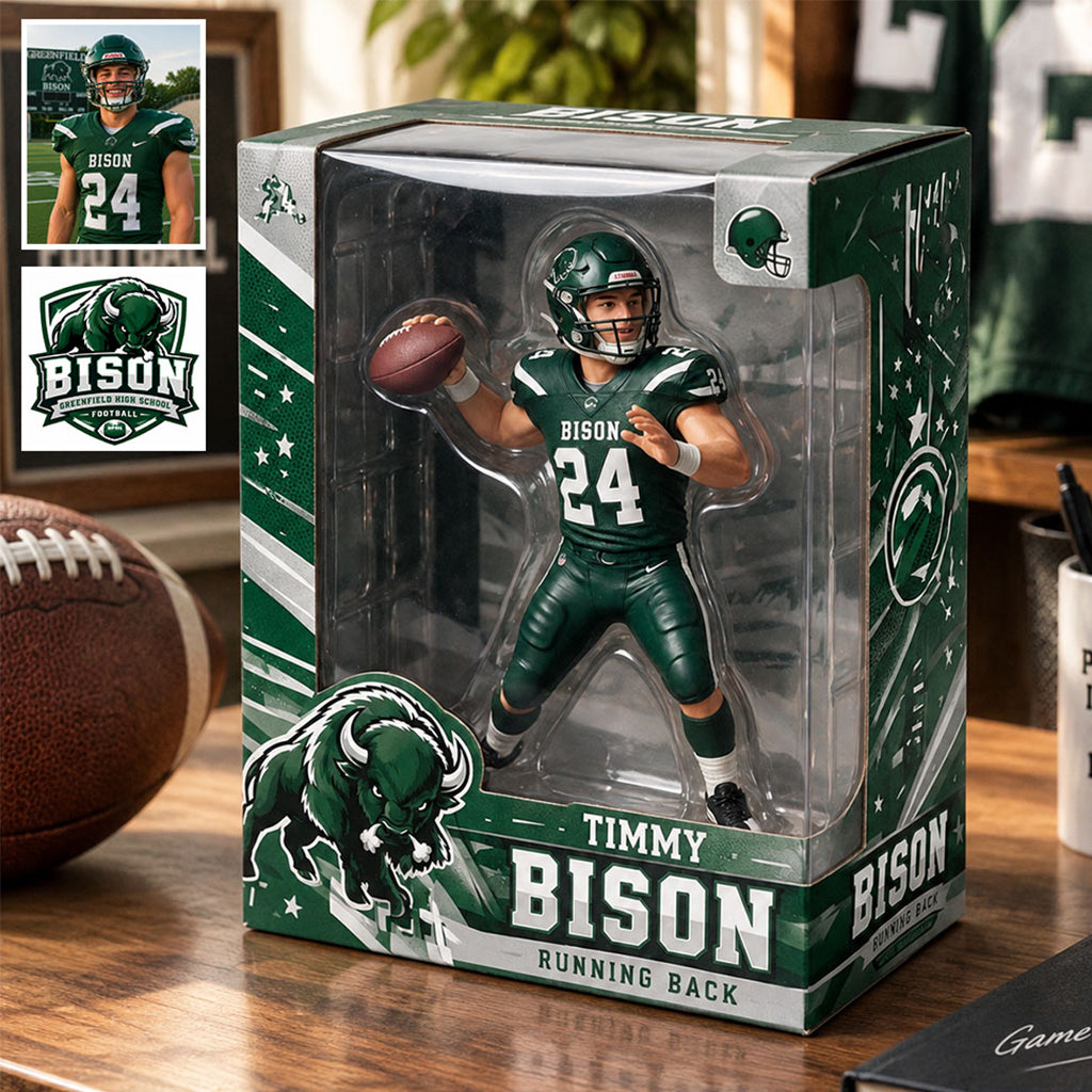 Personalized American Football Black Player 3D Acrylic Display Case Sports Fan Gift