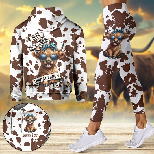 Rock Paper Scissors - Personalized Highland Cow Hoodie and Leggings