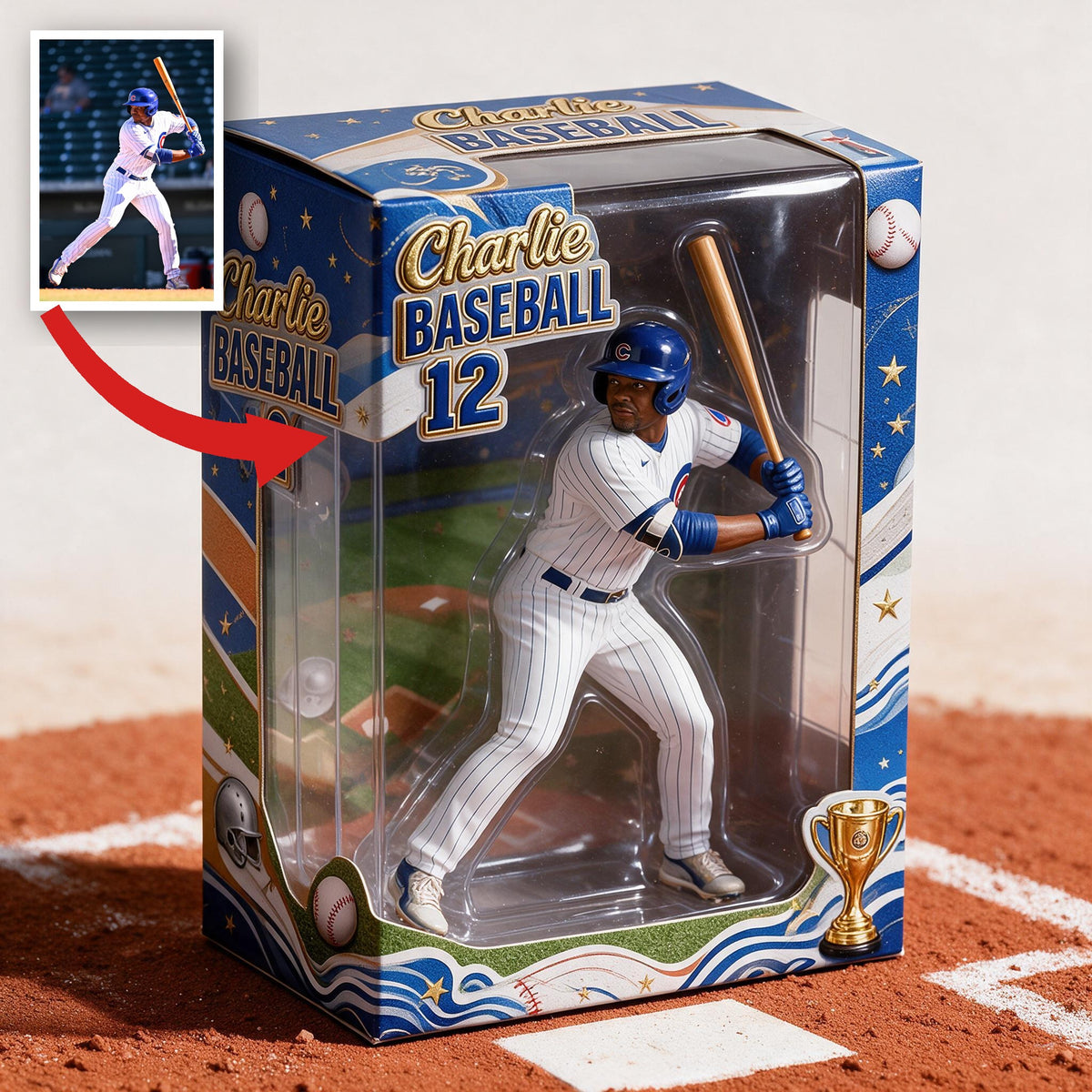 Personalized Black Baseball Player 3D Acrylic Display Box Sports Keepsake