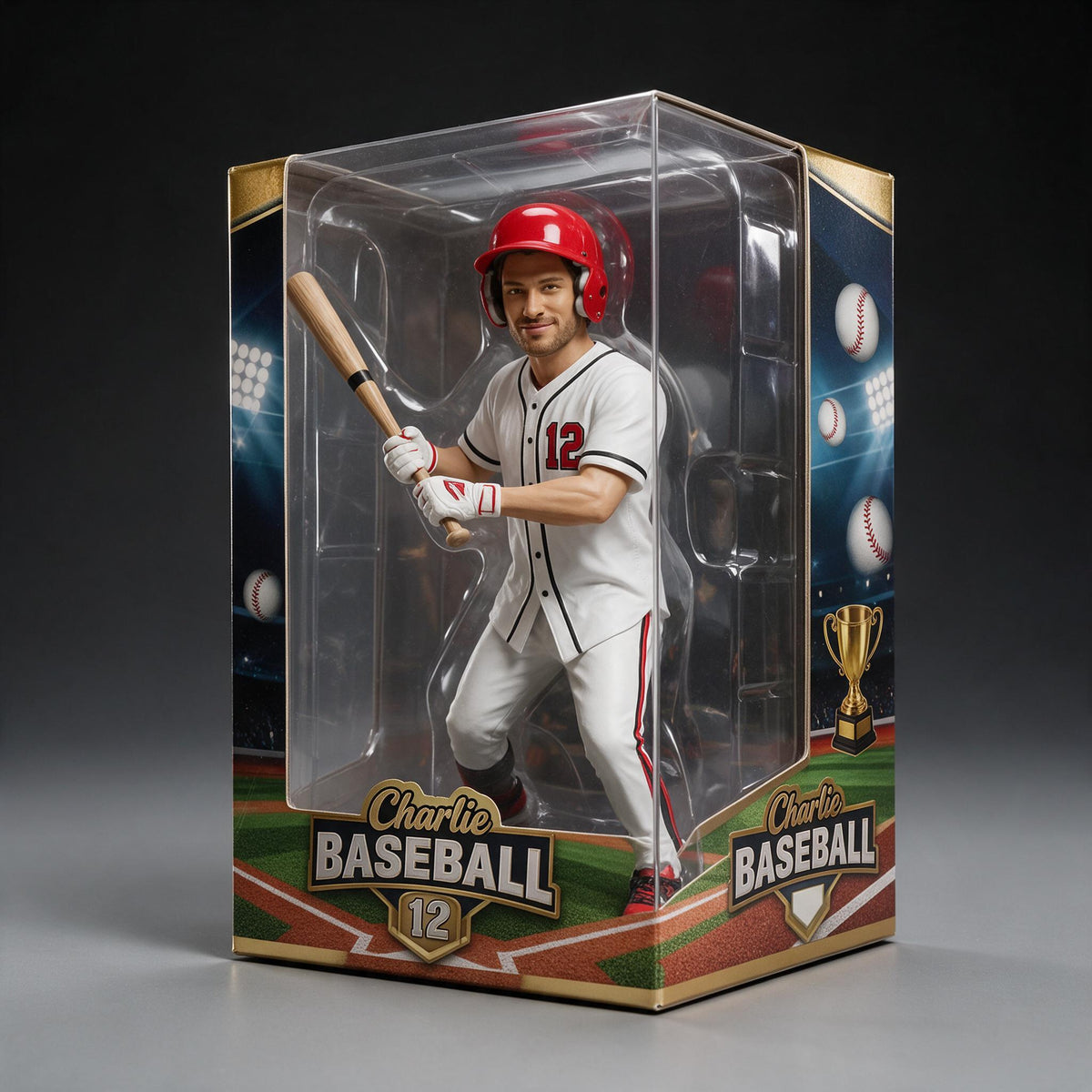 Personalized Adult Man Baseball Player Acrylic Display Box Sports Fan Gift