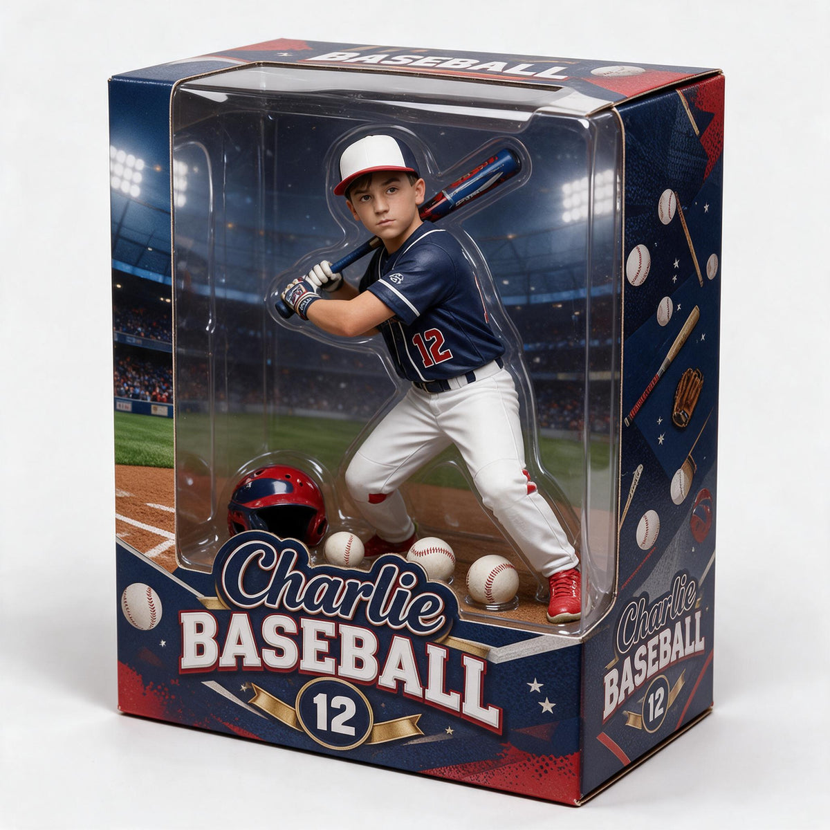 Personalized Latino Youth Baseball Player 3D Acrylic Display Box Sports Keepsake