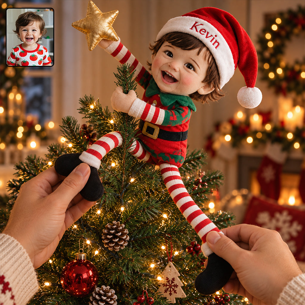 Personalized Christmas Latino Little Boy Posable Plush Doll, Gift for Son Grandson Nephew