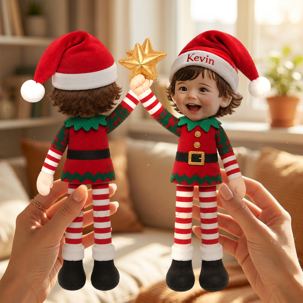 Personalized Christmas Little Boy Posable Plush Doll Gift for Family