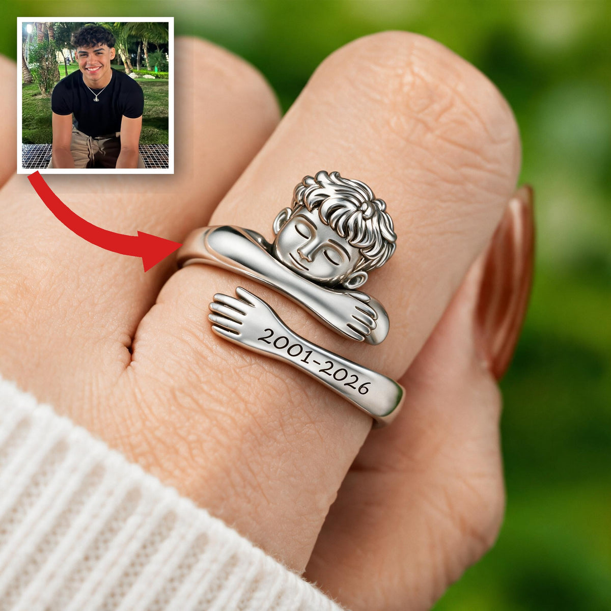 Personalized Latino Man Memorial Adjustable Hug Ring